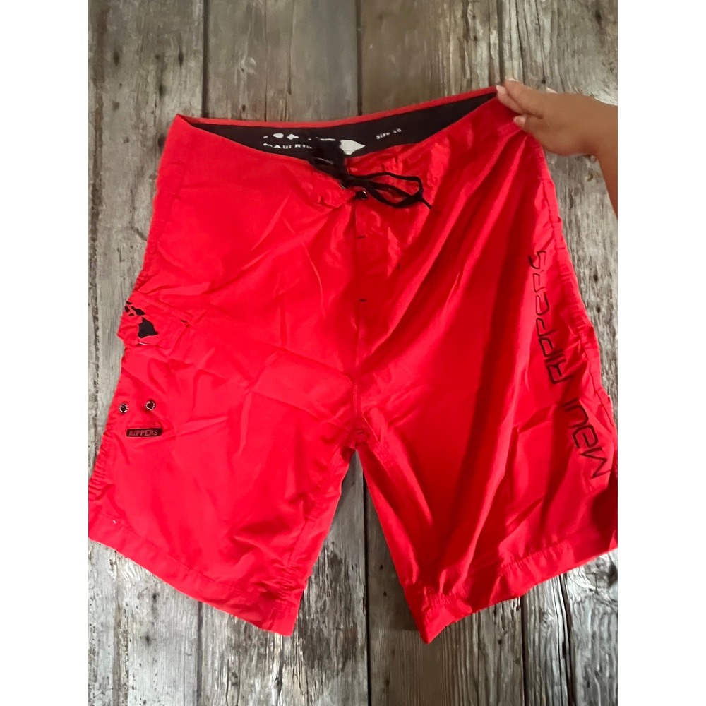 Maui Rippers Mens Red Board Shorts Size 36 Cargo Pocket Surf Swim Trunks
